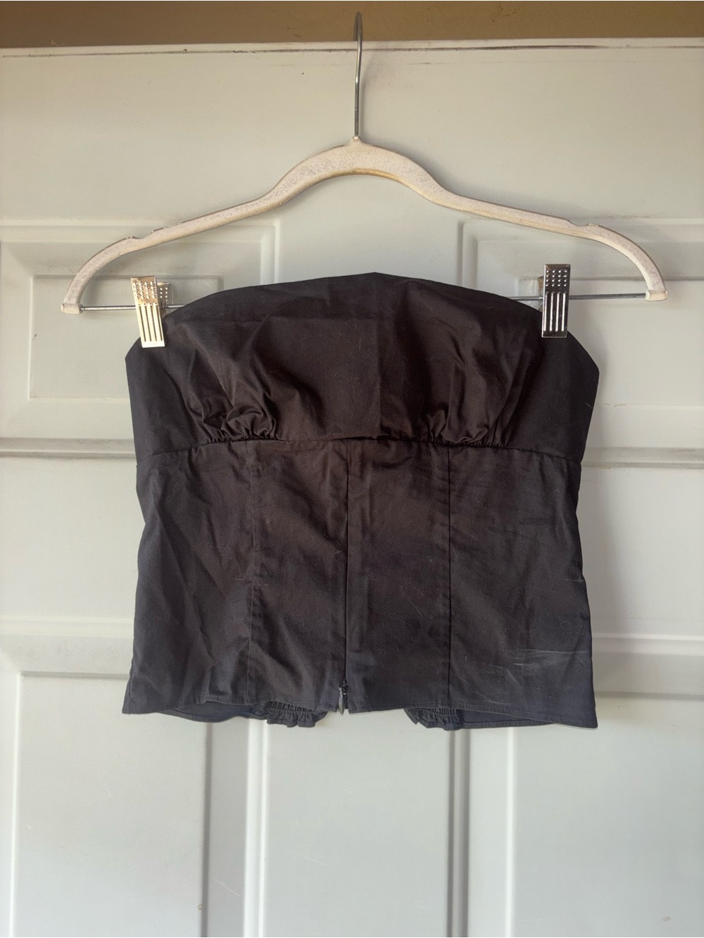Khy black poplin strapless crop top size S